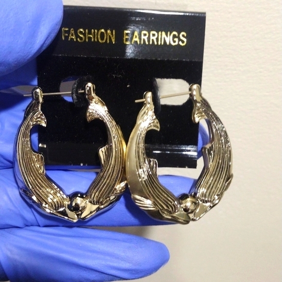 Women's Stunning Gold tone Hoop Design Drop Light Earrings,  1.75-inch drop #3 - Picture 1 of 5